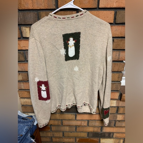 Croft & Barrow Festive Cream and Red Cardigan Sweater - Picture 2 of 4